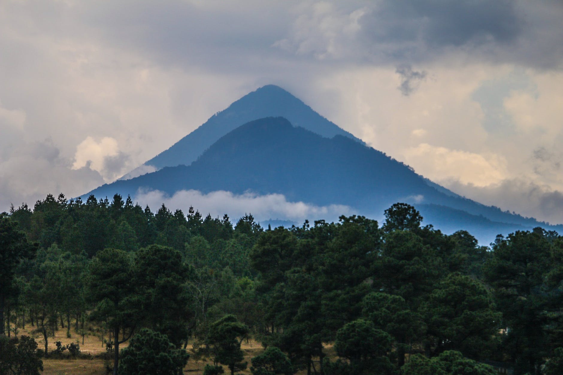 volcano in forest